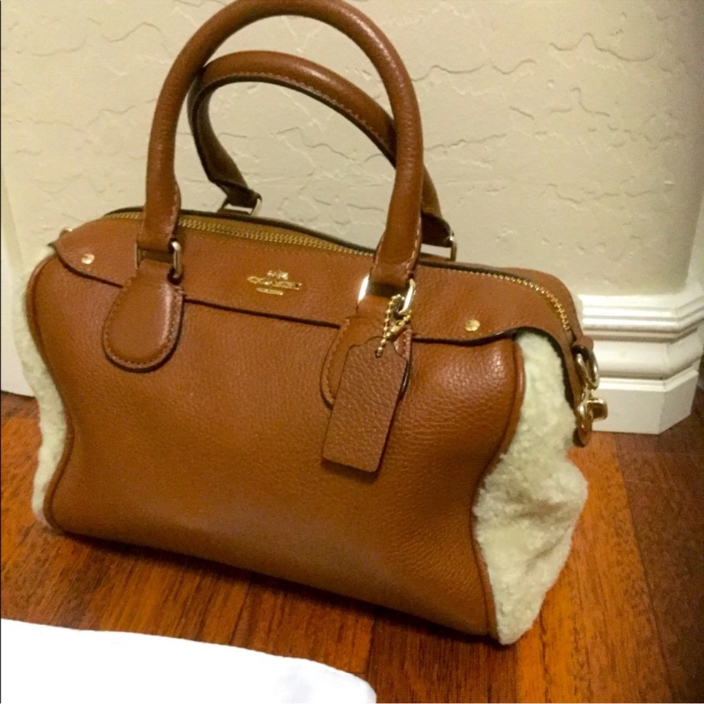 SALE Coach Bennett satchel leather shearling. N…
